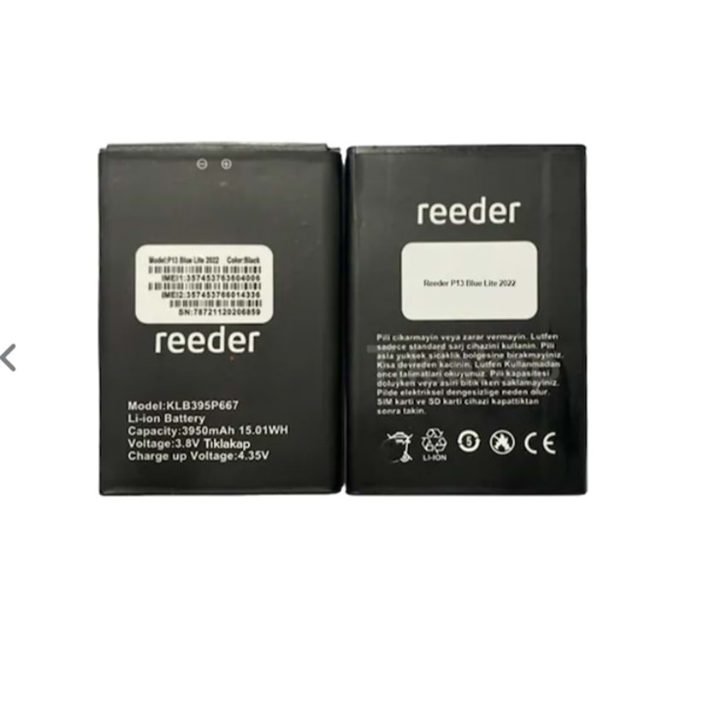 Reeder P13 Blue Max Lite 2022 Batarya KLB395P667