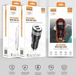 Lucatech LC-144 çift Usb Girişli Metal Araç Şarjı