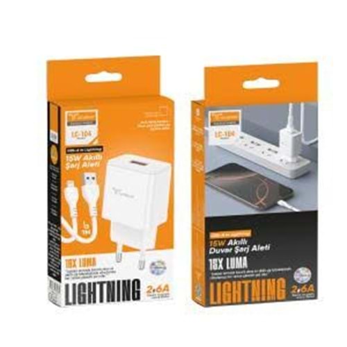 Lucatech Lc-104 2.6A Lightning Duvar Şarj Aleti