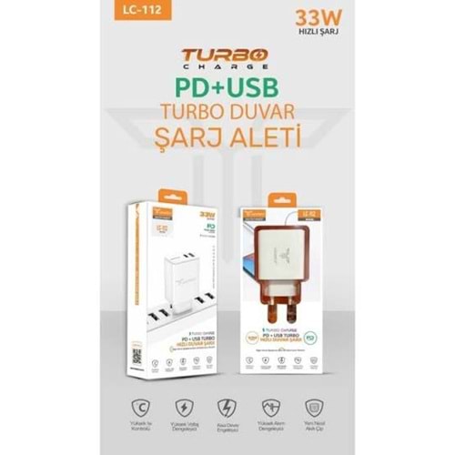 Lucatech Lc-112 Pd + Usb Type C Duvar Şarj Aleti