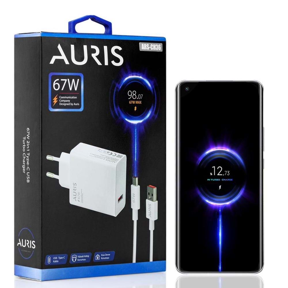 Auris ARS-CH36 67W Saliseli Hızlı Type-C Şarj Aleti