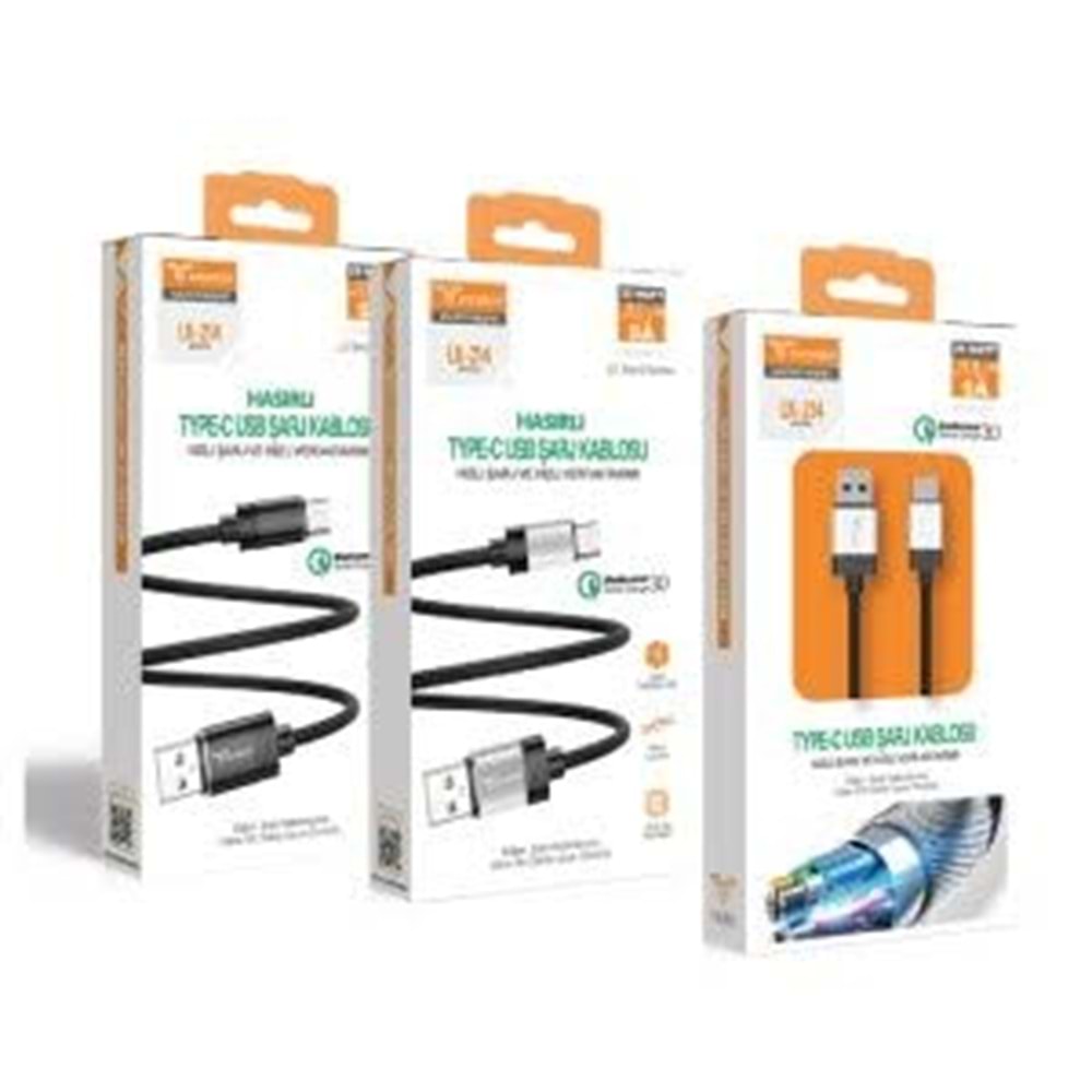 Lucatech Lk-214 Type C Örgü Usb Şarj Kablosu