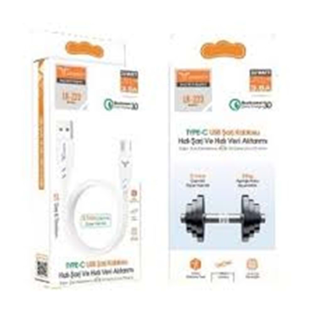 Lucatech Lk-223 Type C Kalın Usb Şarj Kablosu