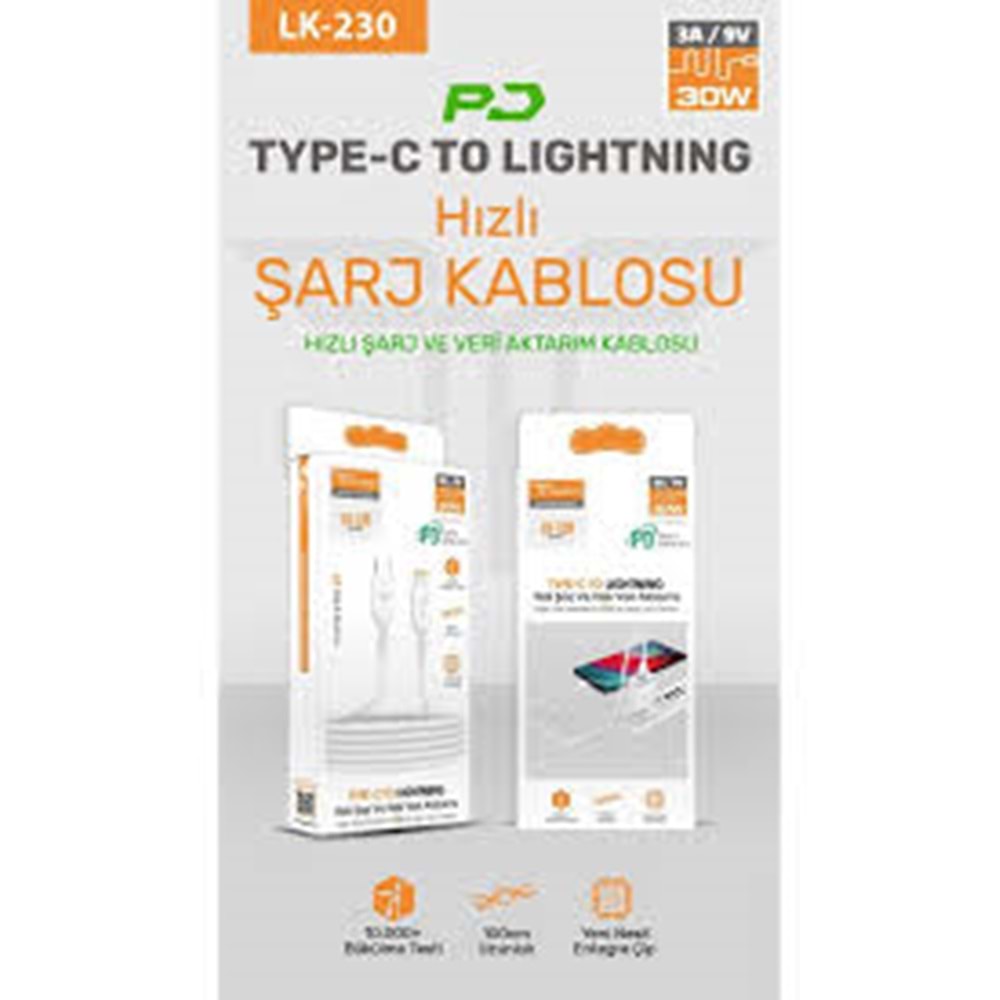 Lucatech LK-230 Pd Type To Ligtning Kablo