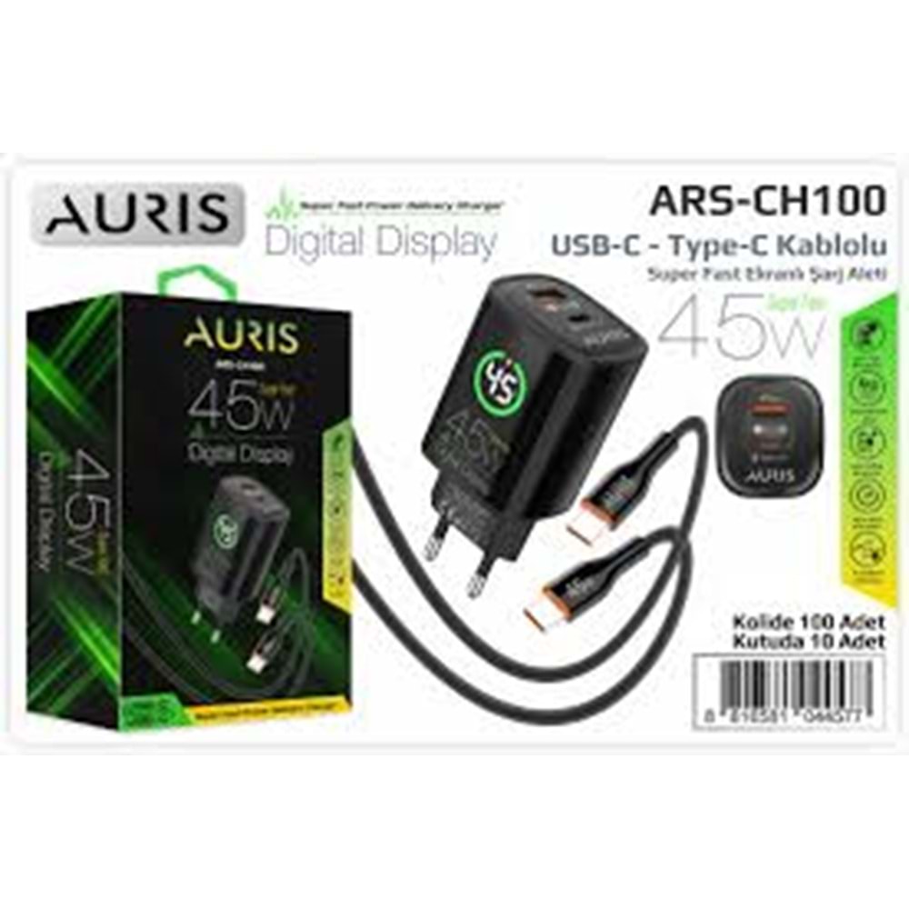 Auris Ars-Ch100 45W Dijital Ekranlı Typ-c Pd Set